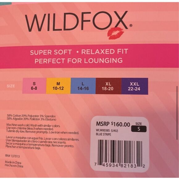 Wildfox Women's Sweatshirt & Short Lounge Set blue stripe SMALL NWT$160 - Picture 7 of 8